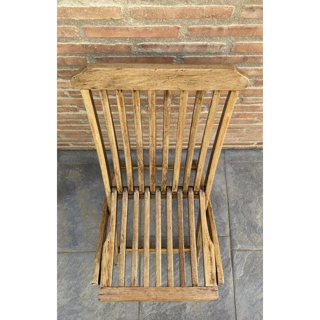 Wood Teak Folding Deck Chair with Slat Back from Scan Com, 1960s For Sale - Image 7 of 15