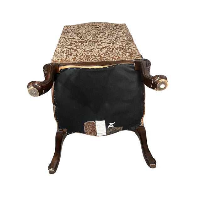 1990s Rachlin Classics European Revival Damask Upholstered Accent Chair For Sale - Image 10 of 11