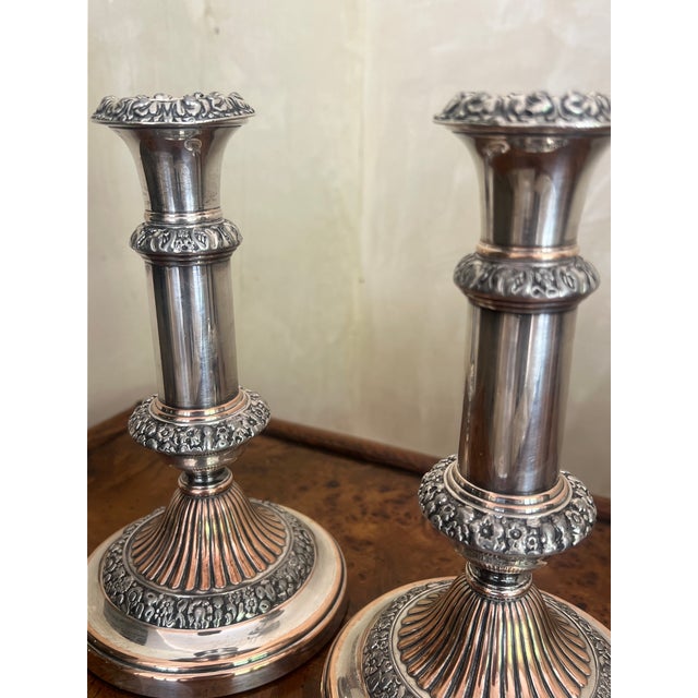 Sheffield Silver Plate & Copper Georgian Candlesticks, C. 1814 For Sale In San Francisco - Image 6 of 16