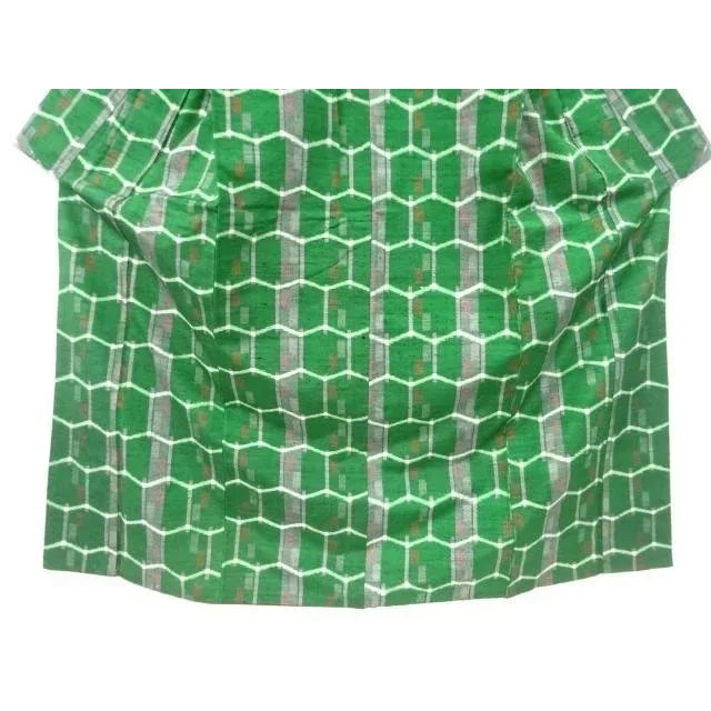 Mid Century Japanese Kimono Silk Green Antique Vintage Fabric Display Hanger For Sale - Image 9 of 13