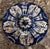 18th century hand painted Dutch delft platter- 14” diameter. Rich dark blue hand painted flower pattern.