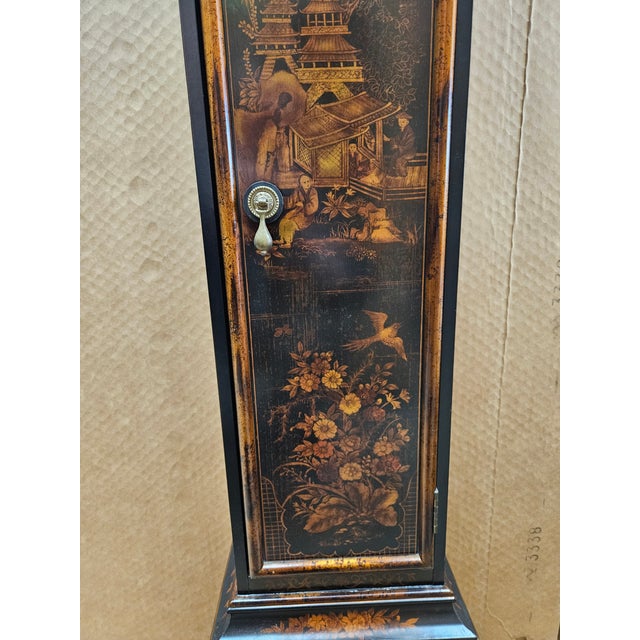 1990s Ethan Allen Chinoiserie Grandmother Floor Clock Asian Inspired Paint Decorated For Sale - Image 10 of 12