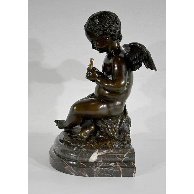 Angel with Flute, Late 19th Century, Bronze & Marble For Sale - Image 16 of 18