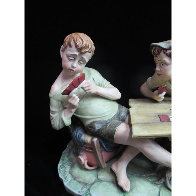 Capodimonte Large Porcelain Cheaters Boys Playing Cards Signed Pucci Figurine For Sale In Portland, OR - Image 6 of 14