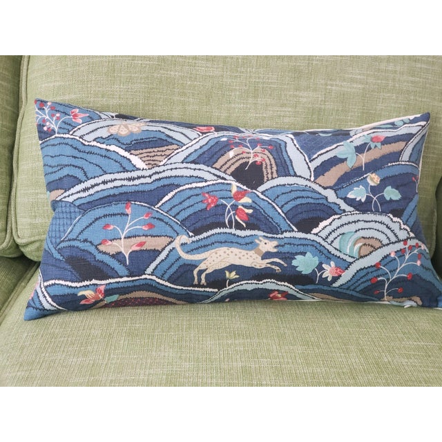Contemporary Schumacher Rolling Hills Lumbar Pillow in Blue For Sale In Philadelphia - Image 6 of 6