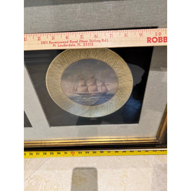 1990s Collector Plates of Clipper Ships in Heavy Frame With Glass, Each in a Shadowbox For Sale In Miami - Image 6 of 9