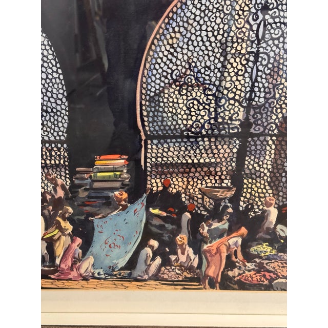 G. D. Thyaga Raj Market Scene, Agra Original Painting, Circa 1968 For Sale - Image 4 of 12