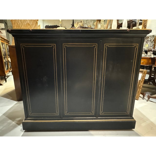 1970s 1970s Drexel Et Cetera Collection Black Lacquer Chinoiserie Buffet Server With Flip Top For Sale - Image 5 of 12