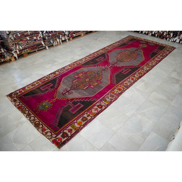 Vintage Hand Knotted Turkish Area Rug Large Runner Rug Gallerie Rug- 5′9″ X 16′3″ For Sale - Image 15 of 17