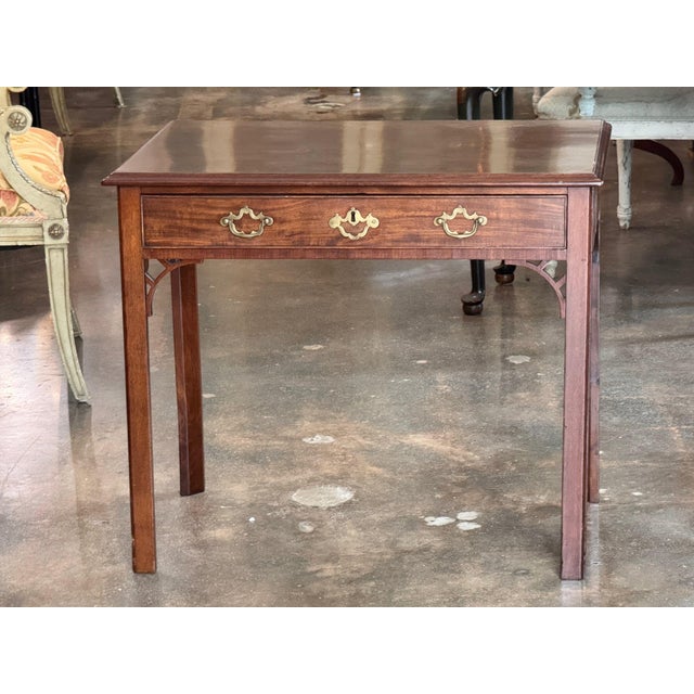 English Late 18th Century George III Mahogany Side Table With Pierced Brackets For Sale - Image 3 of 13