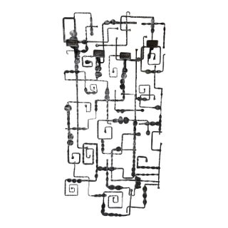 Wall Coat Rack Sculpture Wrought Iron by Pozzebon. Italy, 1970s For Sale