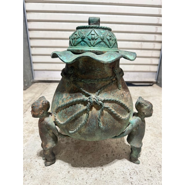 Mid 20th Century Antique Bronze Censer Incense Burner Lucky Money Frog Karako Chinese Asian For Sale - Image 5 of 13