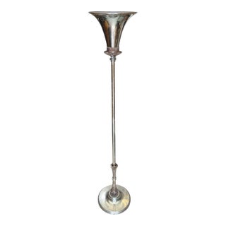 Vintage 1930s Art Deco Space Age Chrome Torchiere Floor Lamp For Sale