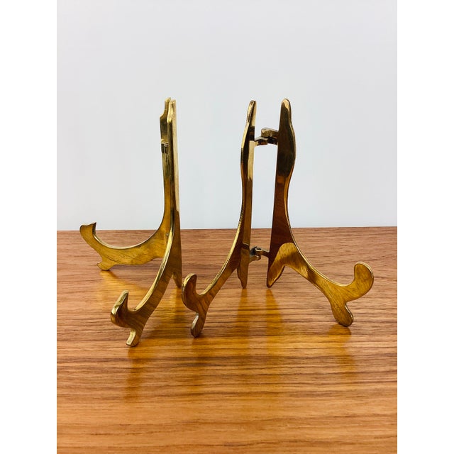 Vintage Pair of Solid Brass Hinged Plate / Art Display Easel For Sale - Image 4 of 9