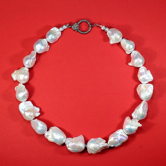 2020s Ajd 18 Inch Magnificent White Baroque Pearl Necklace For Sale - Image 5 of 6