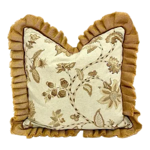 Vintage Warm Neutrals Floral Provençal Pillow