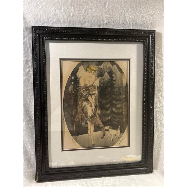 Louis Icart Etching Print "Dog Bite " Signed and Framed For Sale - Image 10 of 11