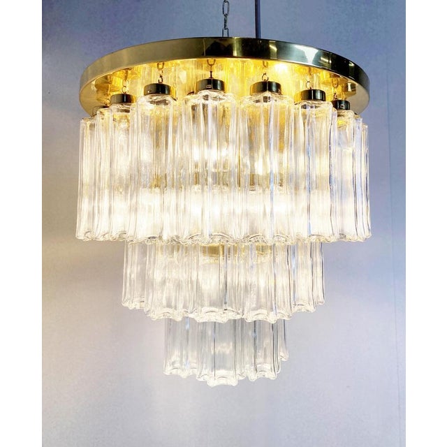 Gold Flush Mount Chandelier from Glashütte Limburg, 1970s For Sale - Image 8 of 11