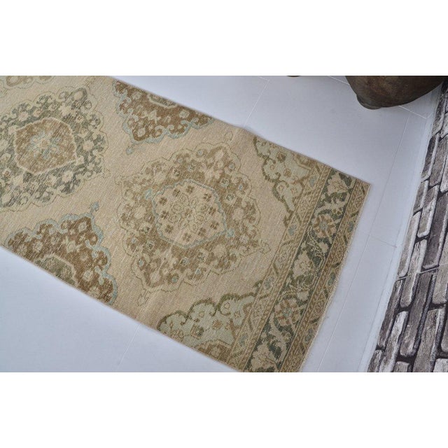 0ushak Vintage Handknotted Hallway Rug For Sale - Image 4 of 10