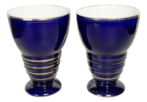 Vintage French Blue Vases in Ceramic, 1960, Set of 2