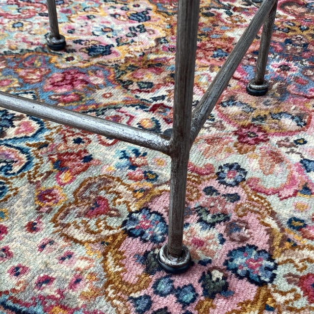 Vintage Square Wrought Iron and Glass 2 Tiered Plant Stand For Sale - Image 10 of 13