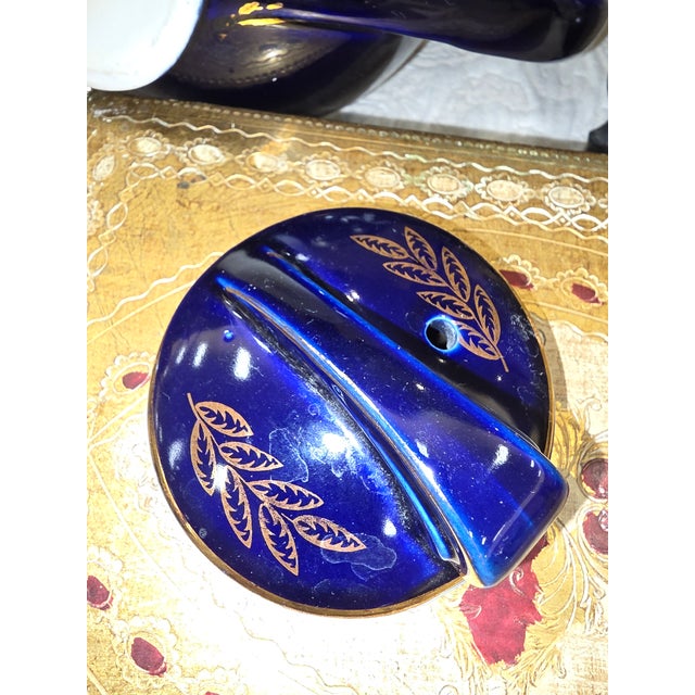 Art Deco Cobalt Blue and Gold Teapot by Hall For Sale - Image 4 of 6