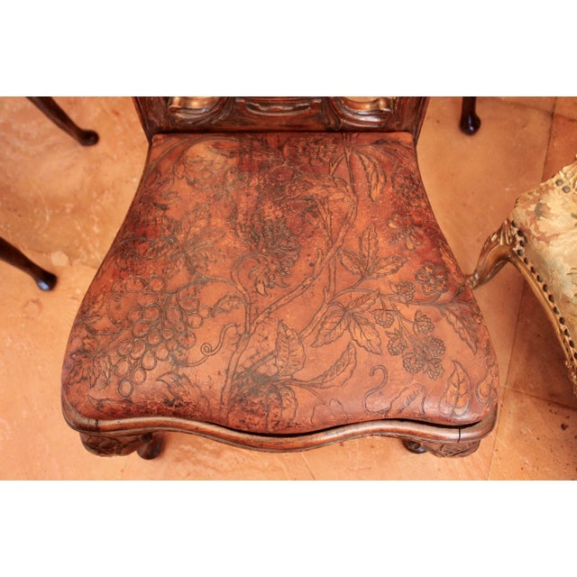 Set of Six Dining Chairs With Leather Seats, Portuguese or Spanish Rococo, 18th Century For Sale - Image 17 of 18