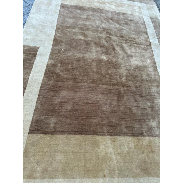 Pretty vintage modern design rug with beautiful geometrical art deco design and nice light colours, entirely and finely...