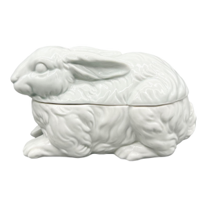 Vintage White Ceramic Rabbit Trinket Box – Takahashi San Francisco – Easter Bunny Lidded Dish