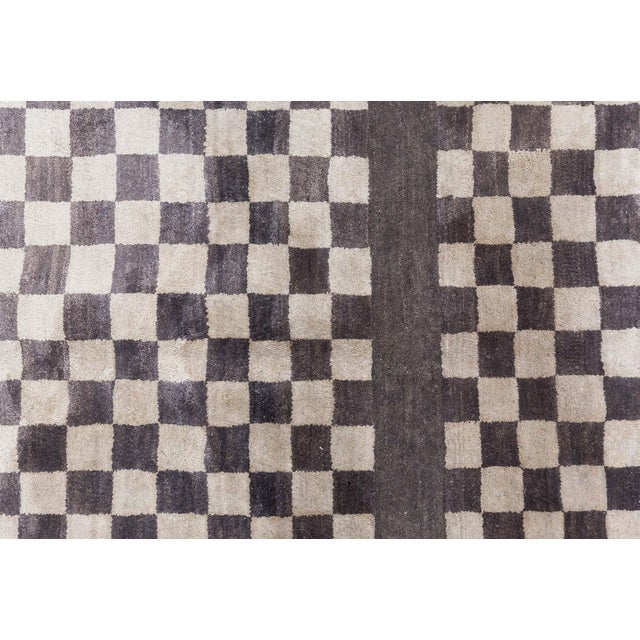 Modern Deco Wool Runner with Geometric Checkerboard Design by Doris Leslie Blau For Sale - Image 4 of 7