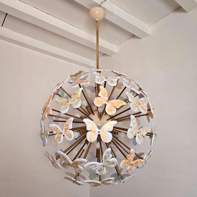 Mid-Century Modern 1980s Colored Murano Glass Butterfly Chandelier, Mid Century Modern For Sale - Image 3 of 11