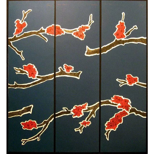 1980s "Blooms" Intaglio Collograph Triptych by Peter Keefer - Set of 3 For Sale - Image 4 of 4