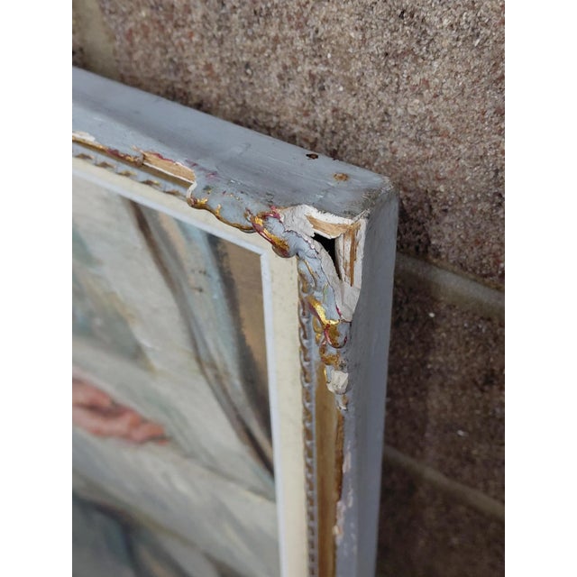 Red Framed Oil on Canvas Titled "Young Seated Girl Artist" For Sale - Image 8 of 16