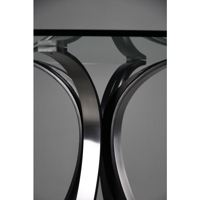 Osvaldo borsani t69 dining table for tecno, italy, 1960s – original round fumé glass top, 120 cm i conic and sculptural,...