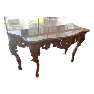 Vintage Italian Neoclassical Travertine Console Table For Sale