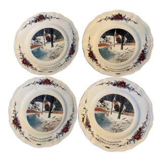 Vintage ~ Sarreguminas ~ Obernai "Mill & Steeple" ~ Dinner Plate ~ France Set of 4 For Sale