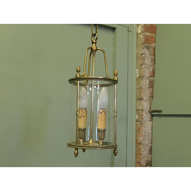 Metal French Round Brass and Glass Lantern, 1930 For Sale - Image 7 of 8