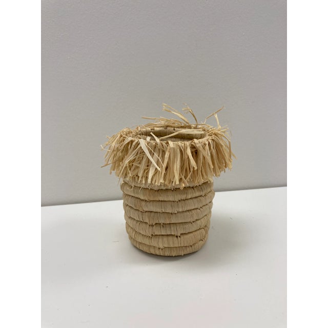 Woven Pencil Cup Pen Holder With Raffia Fringe For Sale In San Francisco - Image 6 of 6