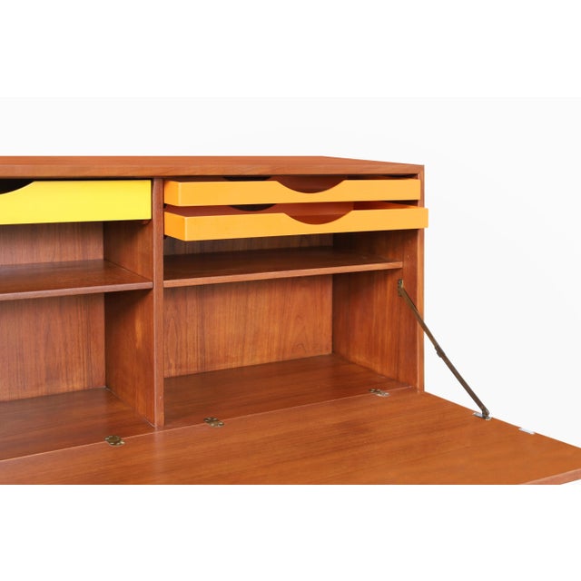 Mid-Century Modern Two-Piece Teak Secretary Cabinet / Desk by Borge Mogensen For Sale In Los Angeles - Image 6 of 12