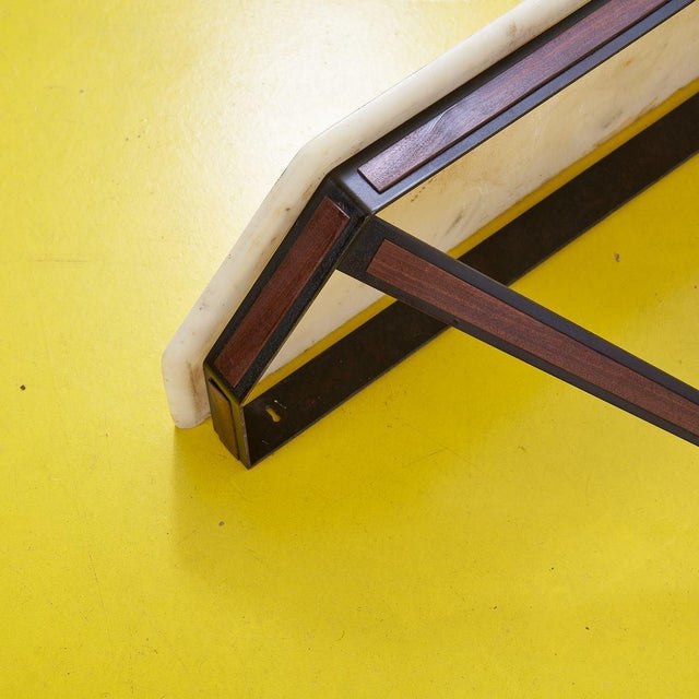 Metal Wall Console with Marble Tops, 1940s For Sale - Image 4 of 7