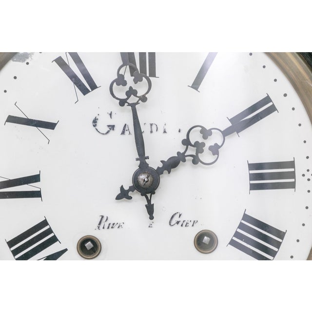 French 19th Century French Napoleon III Ebonized Inlaid Wall Clock For Sale - Image 3 of 9