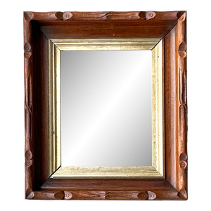 Vintage Boho Faux Bois Carved Wood Mirror