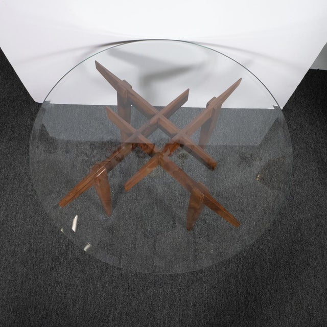 1970s Pair of Geometric Motif Wood Side Tables For Sale - Image 5 of 12