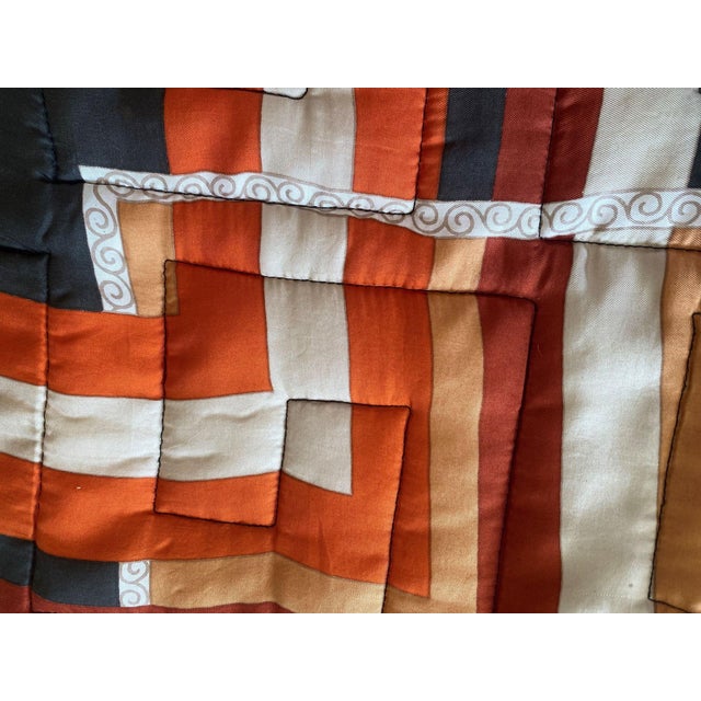 Abstract Vintage Tan, Rust & Brown Silk Twill Scarf Pillow Cover For Sale - Image 3 of 3