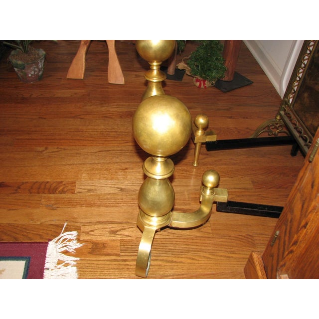 Antique Brass Fire Place Andiron’s For Sale - Image 4 of 8