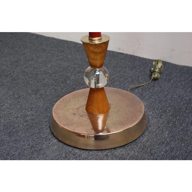 Art Deco Red Painted Metal, Glass and Brass Torchiere Floor Lamp For Sale - Image 17 of 18