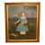 1960s American Folk Art Primitive Portrait of Young Girl With Cat & Schooner by an Unknown American Folk Artist – Oil on Canvas For Sale