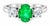 Mid 20th Century 14k White Gold Emerald Diamond 3 Stone Ring Band, Size 7.5 For Sale - Image 4 of 4