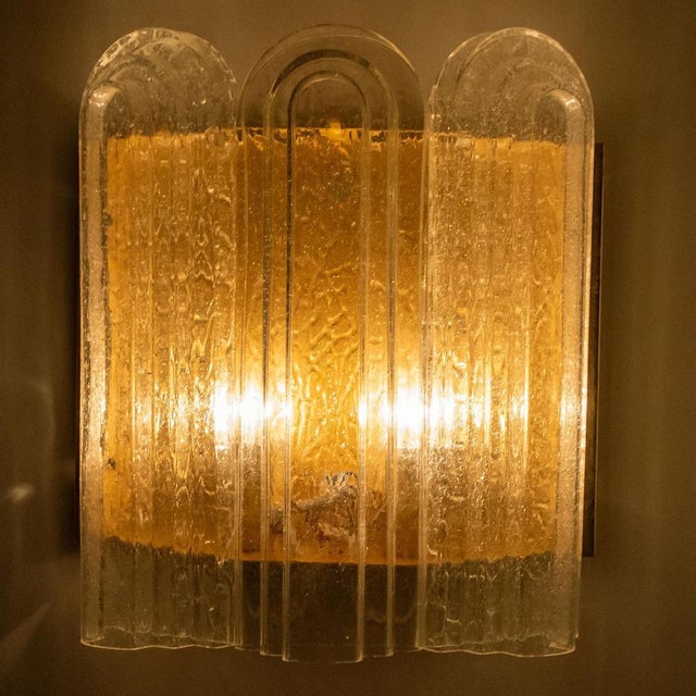 Art Deco Blown Glass & Brass Wall Sconce attributed to Doria, 1960s For Sale - Image 13 of 15