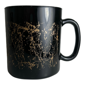 1980s Gold Splatter Black Glass Coffee Mugs by Arocroc France - Set of 3